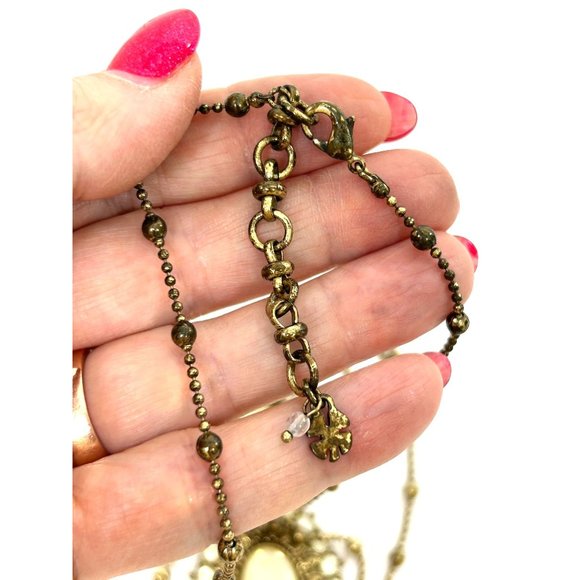 Lucky Brand Pendant Necklace Gold Tone 16” Bead Chain Iridescent Oval & Round - Picture 13 of 16